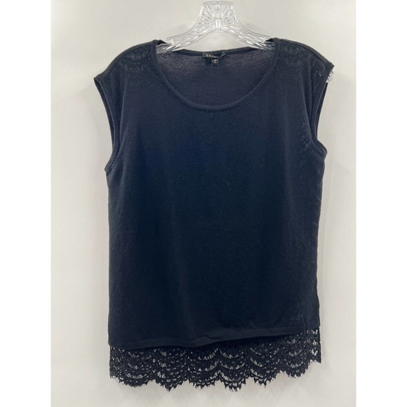 Escada Sweaters - Escada Women’s Sleeveless Lace Sweater Black Wool Silk Cotton Blend Size Medium